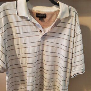 XL Men's Knights Sportswear Beige Striped Golf Shirt